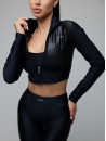 Long-sleeved top FITRUN Long Sleeve Cropped ZIP "Black Blaze"