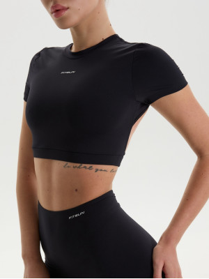 Футболка FITRUN Crop T-shirt Open "Black VE"