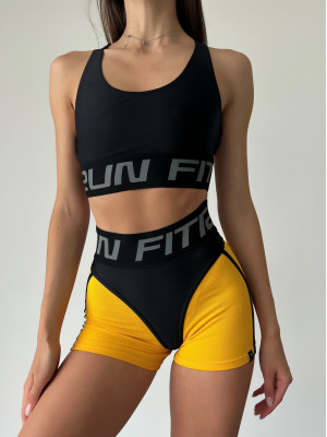 Shorts FITRUN Shorts Super Nuts "Yellow Relief"