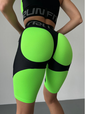 Велосипедки FITRUN Cycling Super Nuts Push-Up "Neon Green Relief"