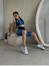 Cycling Short FITRUN Cycling V-Corsage "Blue Pythone"