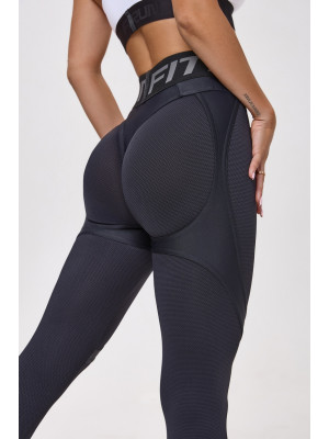 Leggings FITRUN Leggings Super Nuts Push-Up "Total Black Relief"