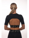 Shortened Rashguard FITRUN Rashguard T-shirt Open Back "Total Black"
