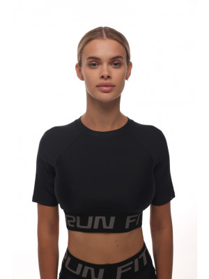 Shortened Rashguard FITRUN Rashguard T-shirt Open Back "Total Black"