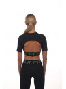 Shortened Rashguard FITRUN Rashguard T-shirt Open Back "Total Black"