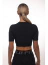 Shortened Rashguard FITRUN Rashguard T-shirt NICE "Total Black Relief"